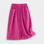 Magdaléna Elegantní Midi Vintage Sukně Předníkapsami