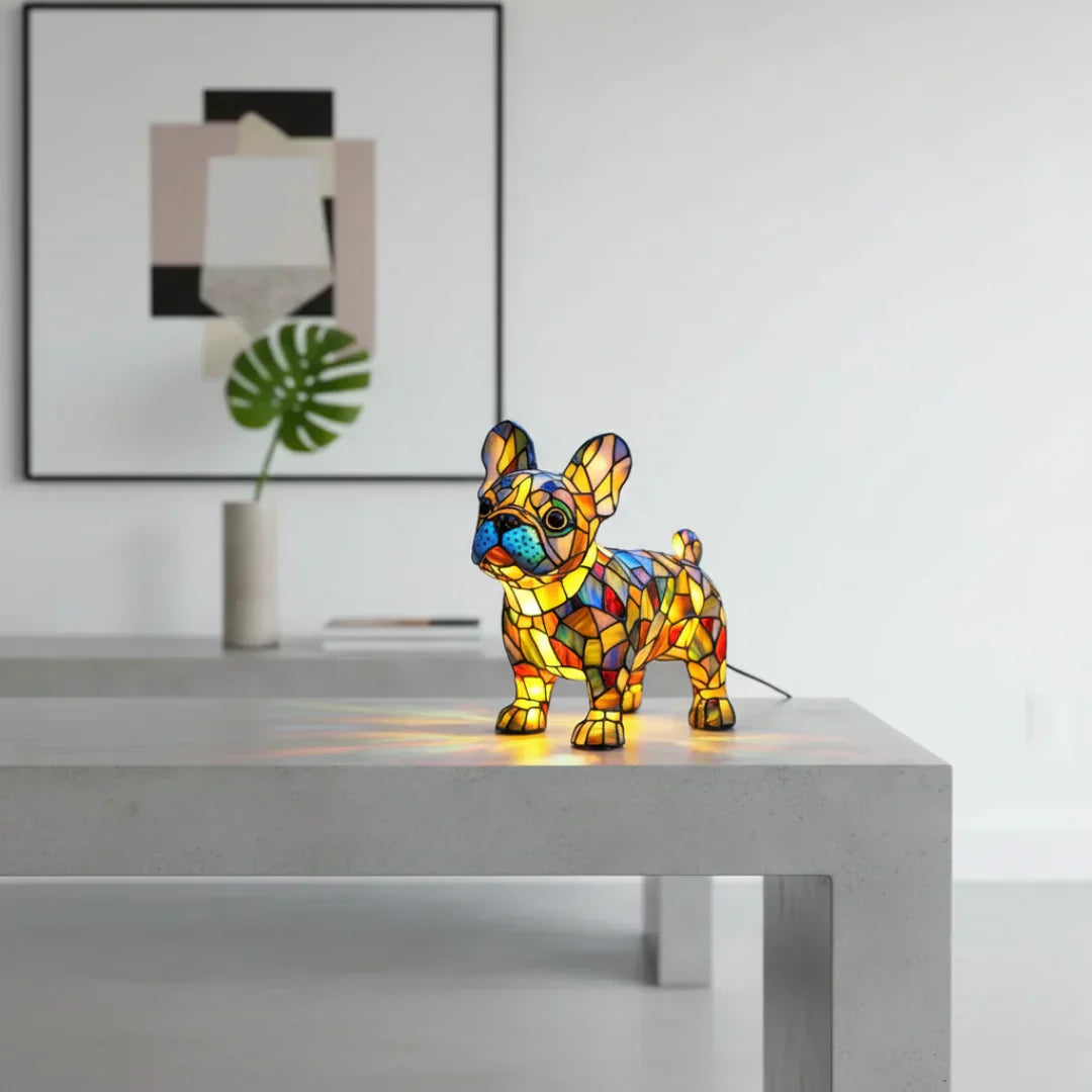 Francouzský Bulldog - Lampa ve Vitrážích