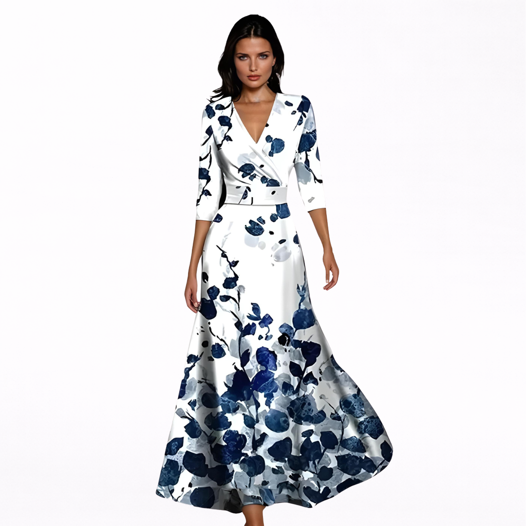 Emilia – Elegantní maxi šaty s květinovým vzorem – Alva Karlovy