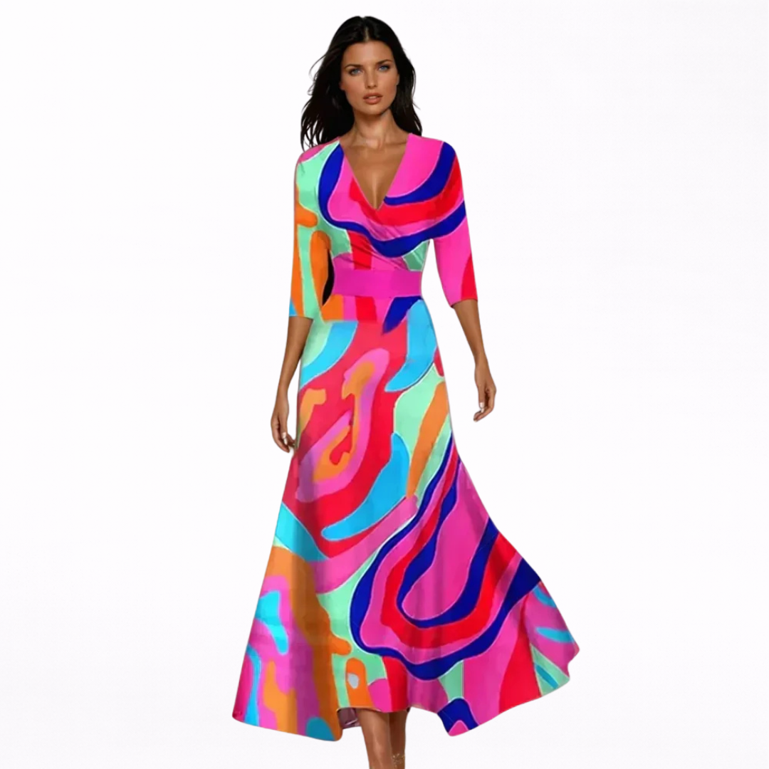 Emilia – Elegantní maxi šaty s květinovým vzorem – Alva Karlovy