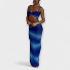 Jane - Stylový gradientový pletený crop top a overskirt duo