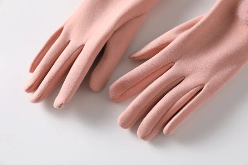 Rukavice Luxe Touch s pom-pomy