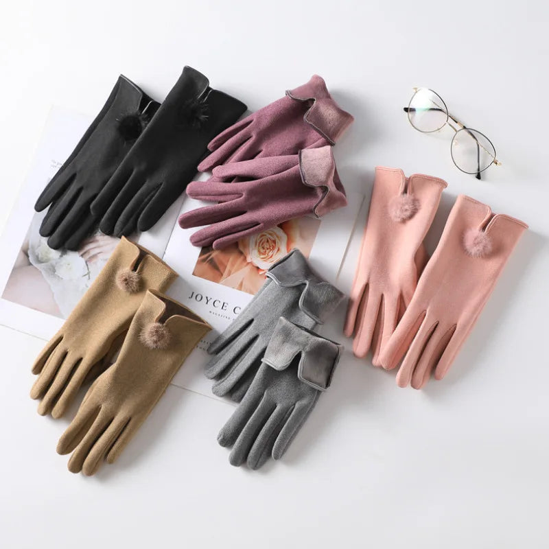 Rukavice Luxe Touch s pom-pomy