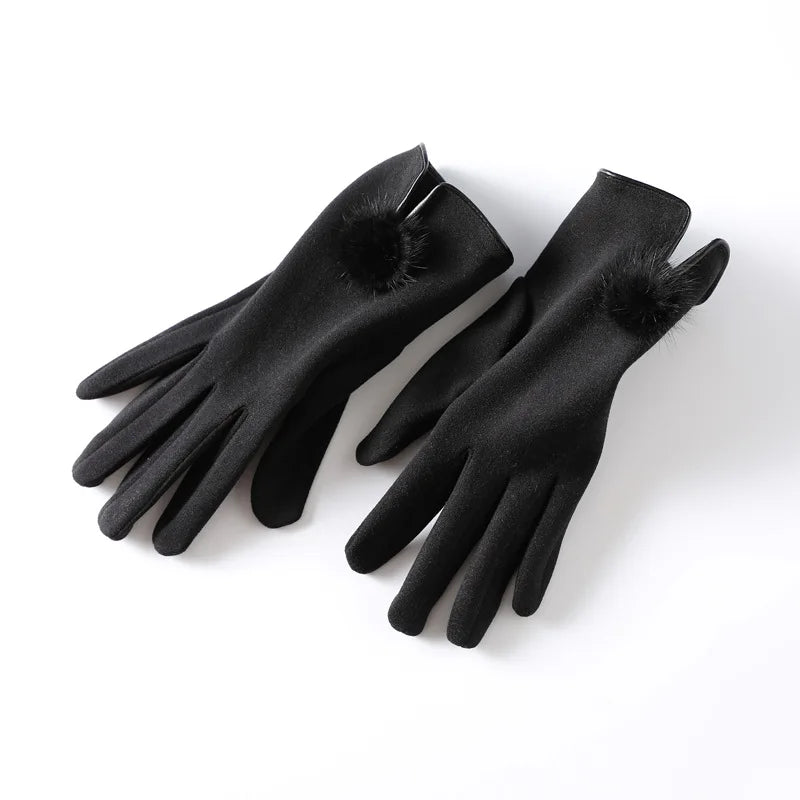 Rukavice Luxe Touch s pom-pomy