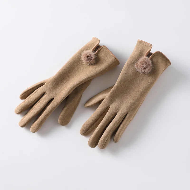 Rukavice Luxe Touch s pom-pomy
