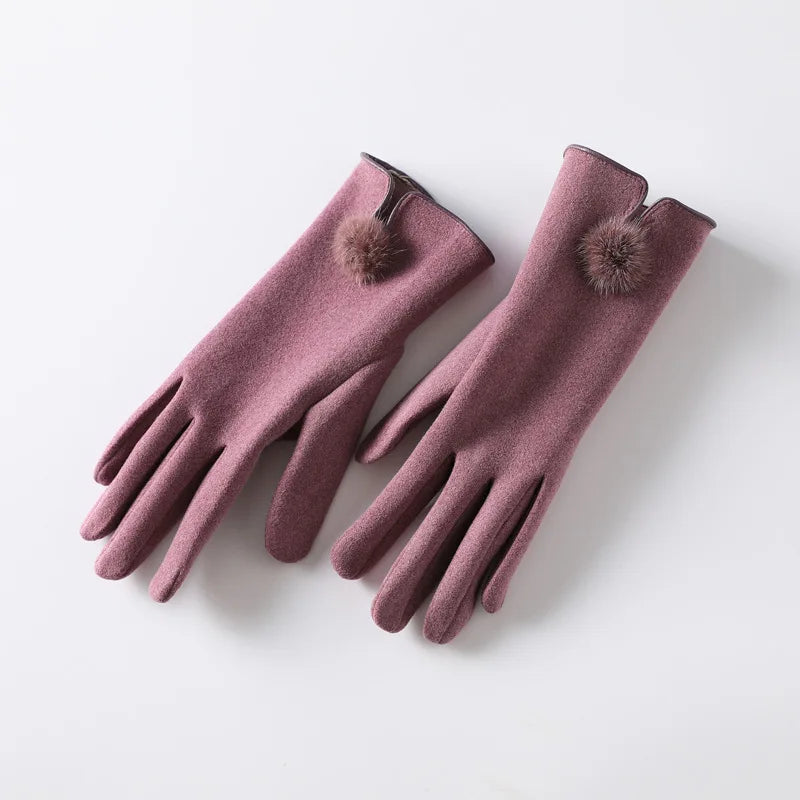 Rukavice Luxe Touch s pom-pomy