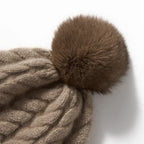 Čepice Elle Cable Cashmere s pomponem