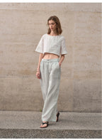 Boxy lněný crop top