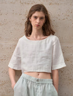 Boxy lněný crop top