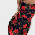 Šaty bodycon s květinovým vzorem a ramínky