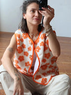 Dámská květinová fleecová vesta