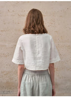 Boxy lněný crop top