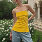 Dámský pruhovaný crop top bez ramínek