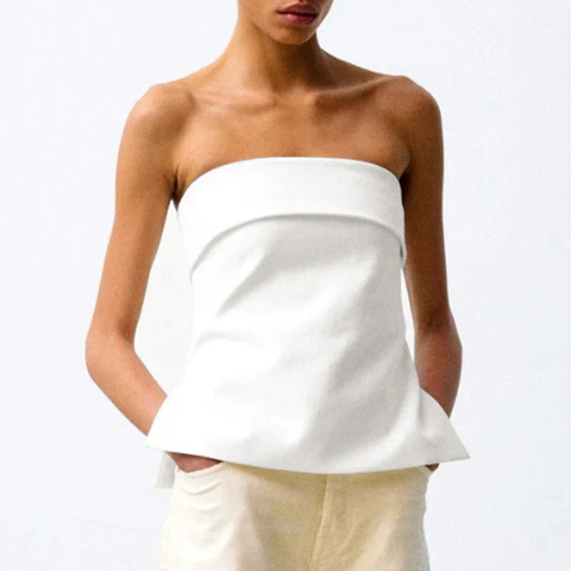 Dámský pruhovaný crop top bez ramínek