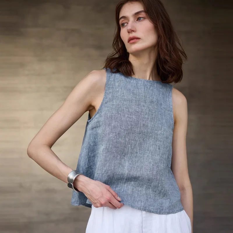 Reverzibilní vesta z chambray lnu