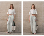 Boxy lněný crop top