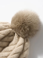 Čepice Elle Cable Cashmere s pomponem