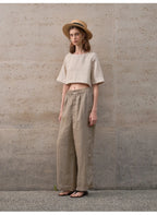 Boxy lněný crop top