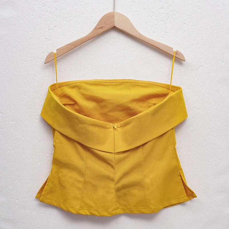 Dámský pruhovaný crop top bez ramínek