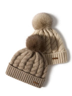 Čepice Elle Cable Cashmere s pomponem