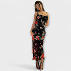 Šaty bodycon s květinovým vzorem a ramínky