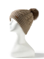 Čepice Elle Cable Cashmere s pomponem