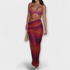 Jane - Stylový gradientový pletený crop top a overskirt duo