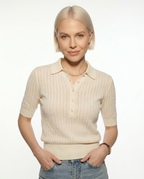 Amy Hladký Pletený Polo Halenka
