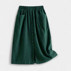 Magdaléna Elegantní Midi Vintage Sukně Předníkapsami