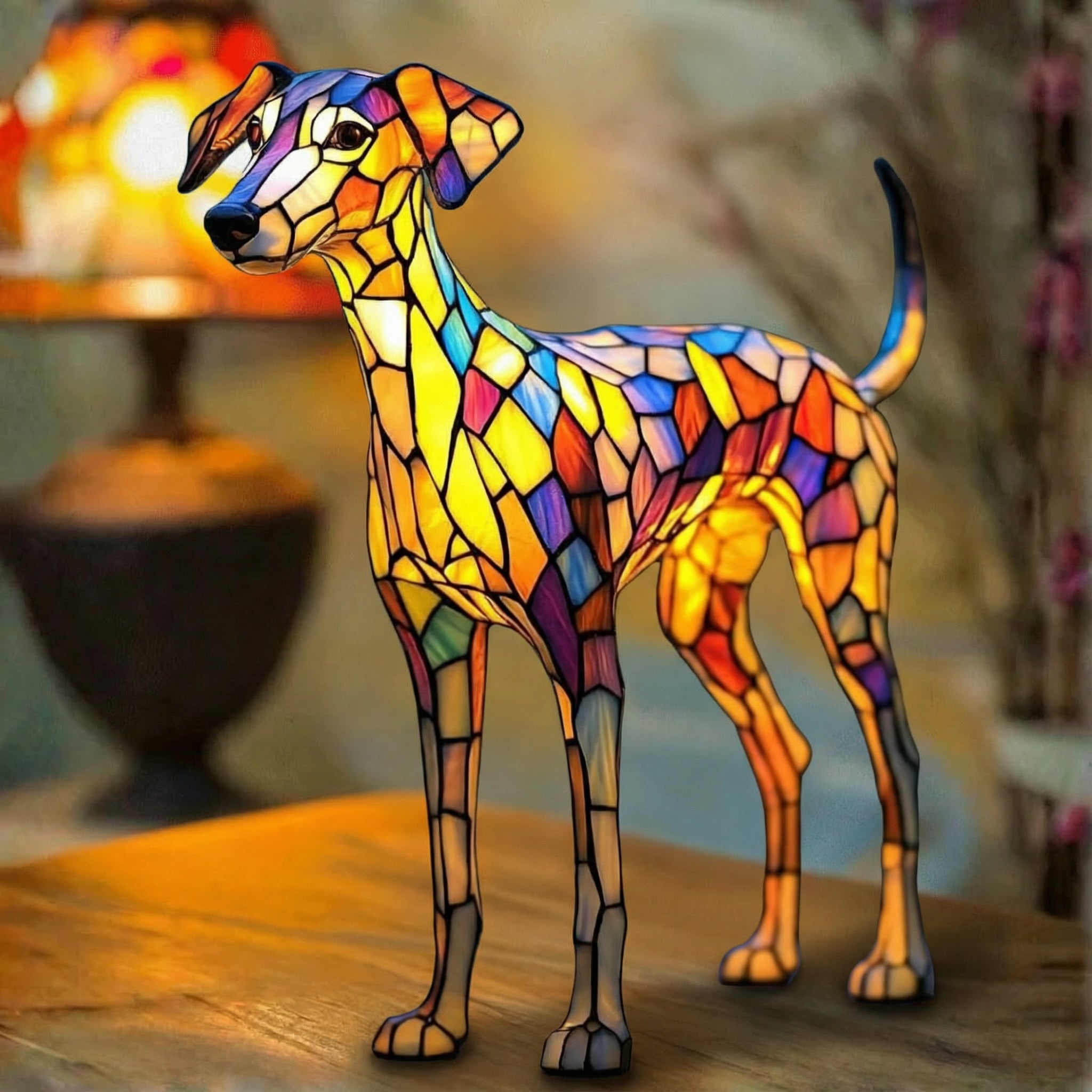 Lampa z Pískovaného Skla Inspirovaná Whippet