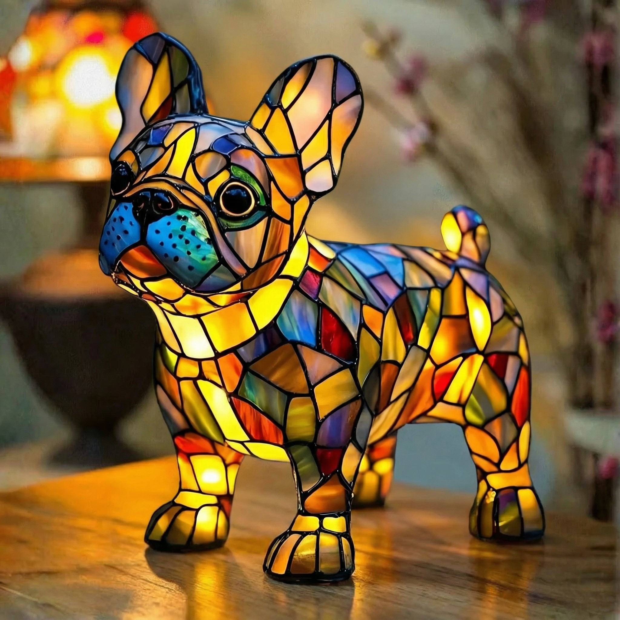 Francouzský Bulldog - Lampa ve Vitrážích