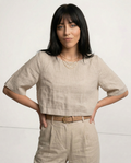 Boxy lněný crop top