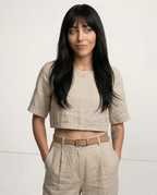 Boxy lněný crop top