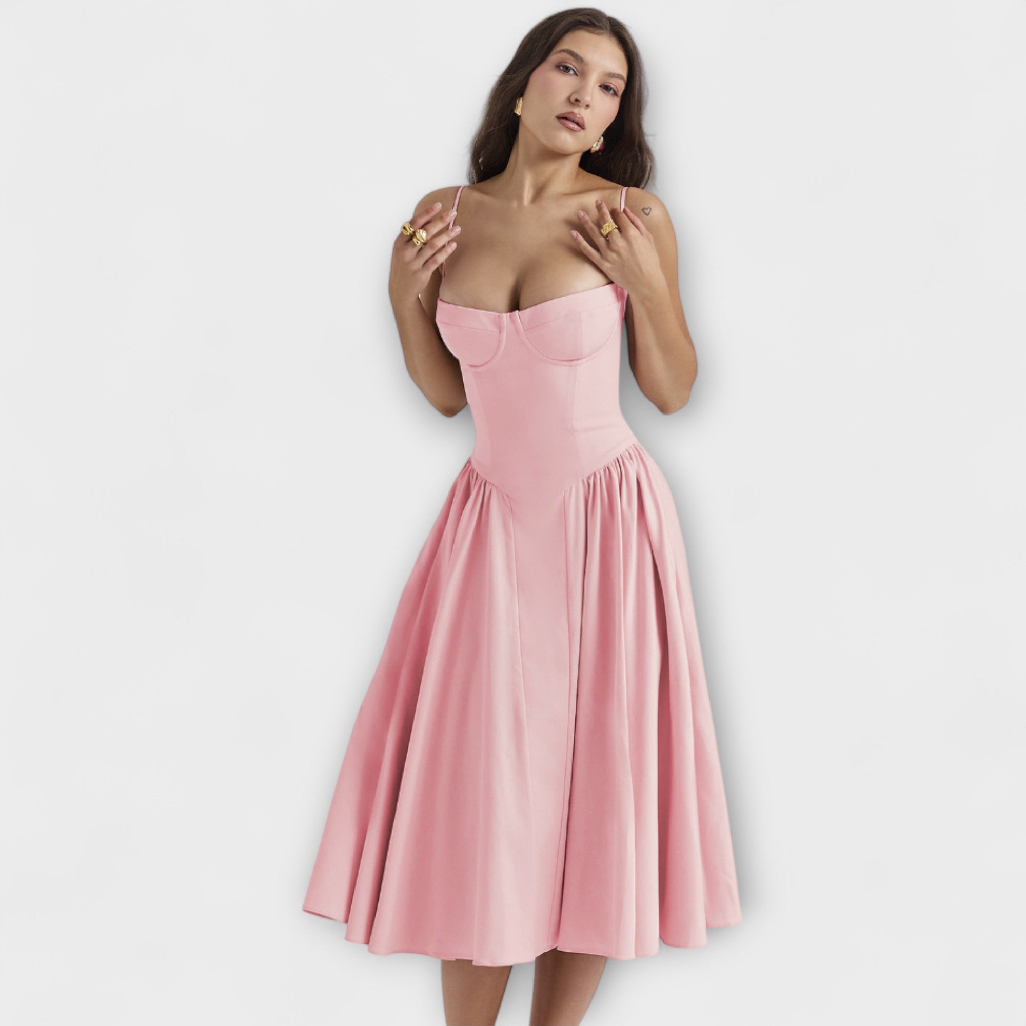 Rosalie - Elegantní bezrukávový korzetový šaty