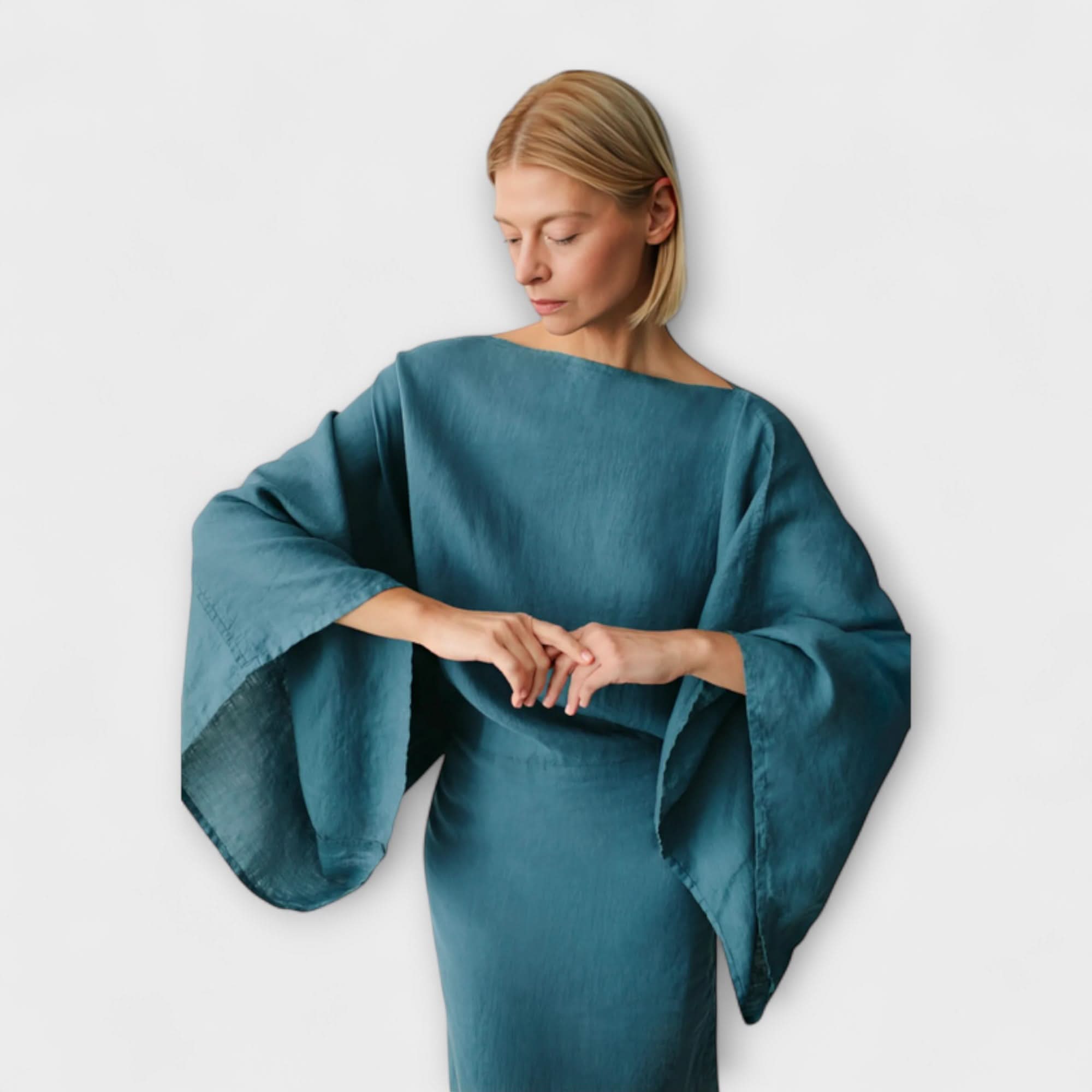 Dana - Kimono šaty vyrobené z lnu a bavlny